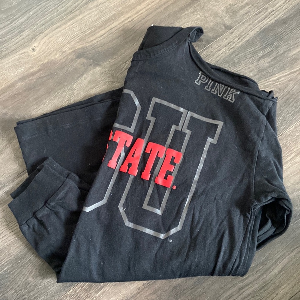 PINK Ohio state off the shoulder long sleeve